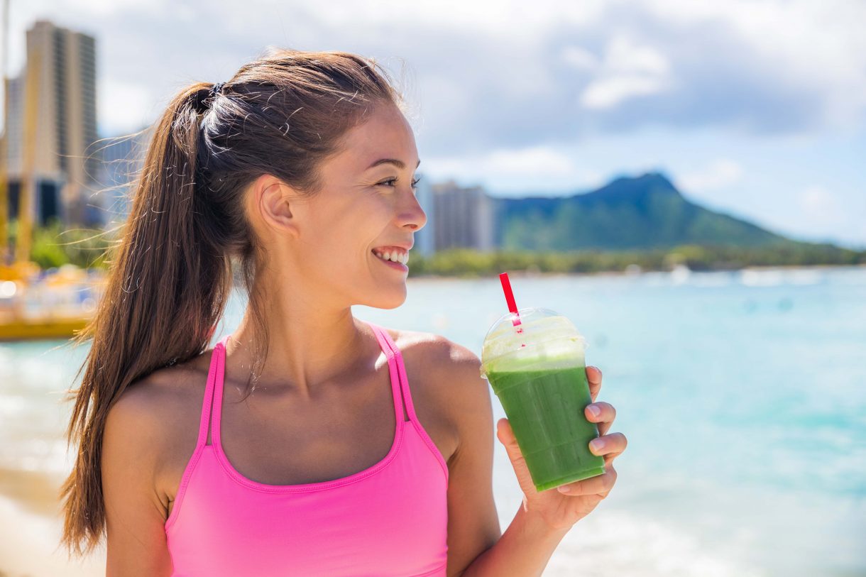 Woman with Matcha Drink