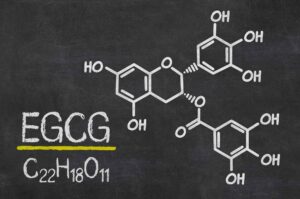 Blackboard with the chemical formula of EGCG